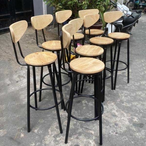 Ghế Bar Mặt Gỗ Chân Sắt Sơn Tĩnh Điện