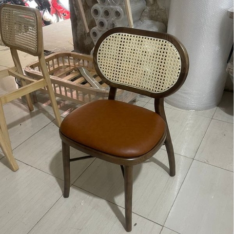 Ghế Cafe Ghế Ăn Tựa Mây Gỗ Sồi GT03