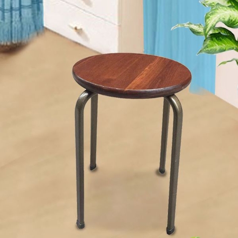 Ghế Đôn Chân Sắt Mặt Gỗ