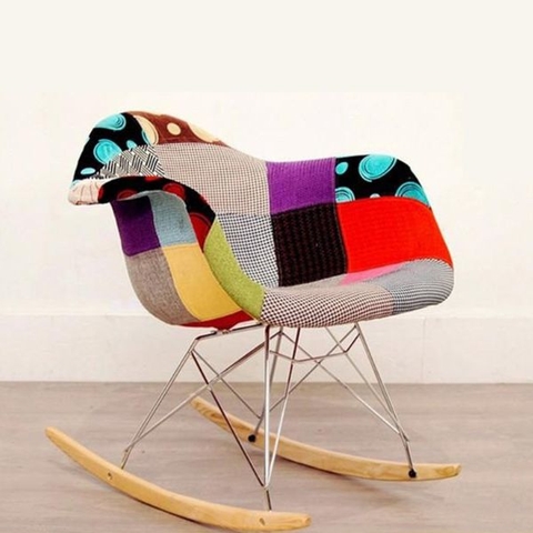 Ghế Eames Thổ Cẩm Chân Bập Bênh