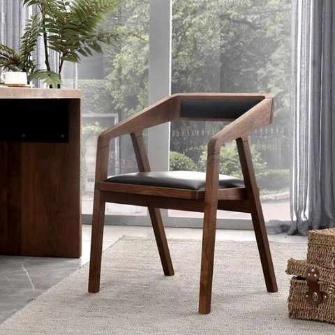 Ghế Katakana Gỗ Sồi Đệm Da GK01