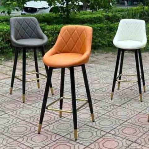 Ghế Quầy Bar Da Trám Chân Cố Định Nhập Khẩu