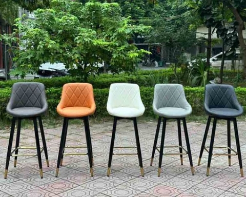 Ghế Quầy Bar Da Trám Chân Cố Định Nhập Khẩu