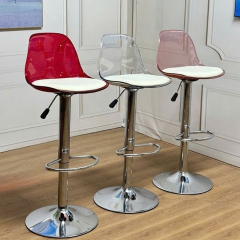 Ghế Quầy Bar Lưng Cao Nhựa Trong Nhập Khẩu