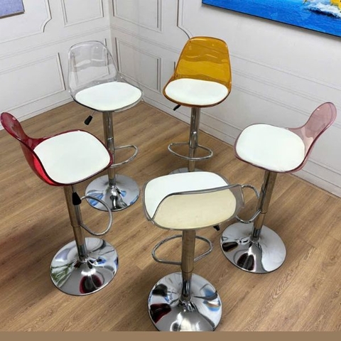 Ghế Quầy Bar Lưng Cao Nhựa Trong Nhập Khẩu