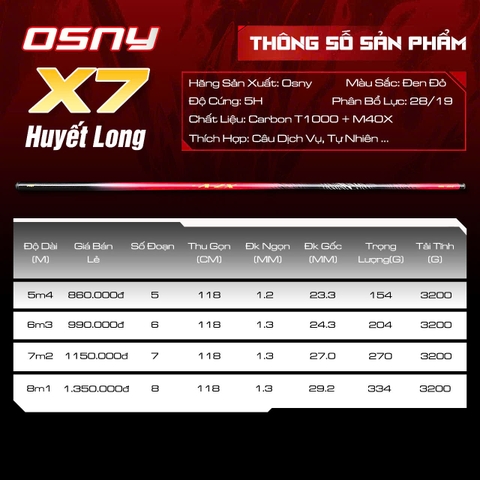 Osny X7 - Huyết Long, T1000+M40X, 5.5H, săn hàng loại nhẹ