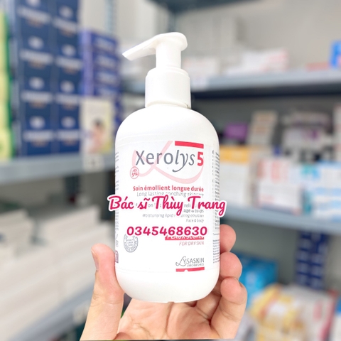 Kem dưỡng cho da khô, viêm da cơ địa, ngứa LYSASKIN Xerolys 5 Soin Emollient Longue Duree - 200ml