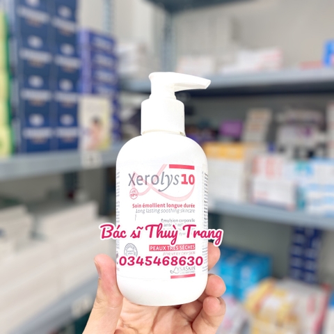 Kem dưỡng cho da khô, viêm da cơ địa, ngứa LYSASKIN Xerolys 10 Soin Emollient Longue Duree - 200ml