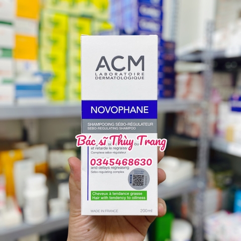 Dầu gội làm sạch da đầu, chăm sóc và ngăn ngừa rụng tóc cho da đầu nhờn ACM Novophane Sebo-Regulating Shampoo - 200ml