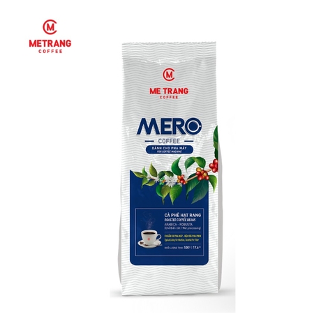 Cà phê hạt rang, cà phê pha máy MERO - Mê Trang, túi hạt cà phê 250g và túi hạt cà phê 500g