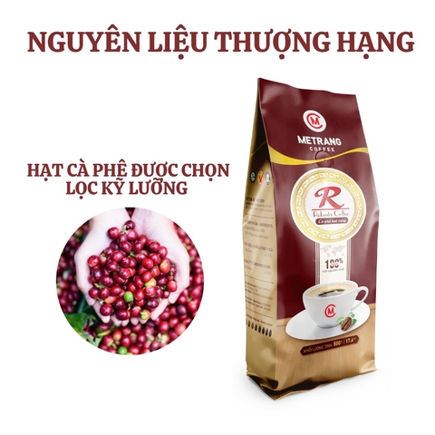 Cà phê rang mộc Robusta (R) cafe hạt - Mê Trang, túi 500g hạt rang