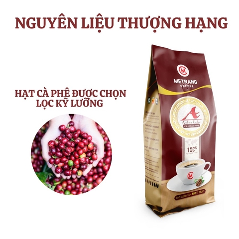 Cà phê Arabica (A) cafe rang mộc nguyên chất - Mê Trang, túi 500g hạt rang Cà phê