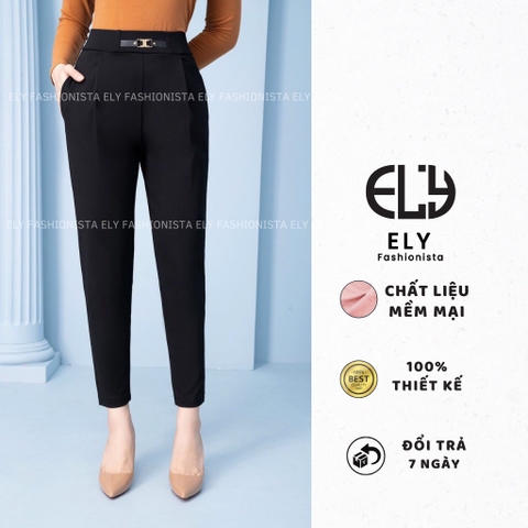 Quần baggy nữ lưng cao dài tôn dáng phối nơ cạp chun cao cấp, quần tây baggy nữ cạp cao đi học đi làm sang chảnh ELY213