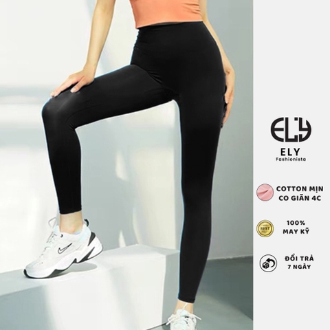 Quần legging nữ dài nâng mông lưng cạp cao giữ nhiệt leggin thun ôm bó vải dày đanh vải ELY239