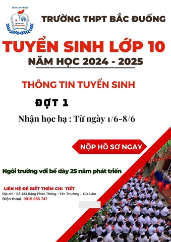 Nhận hồ sơ vào 10 đợt 1 từ ngày 1/6 đến 8/6/2024