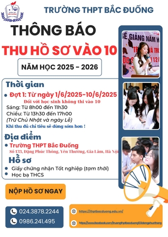 Thông báo thu hồ sơ vào 10 đợt 1 từ ngày 01/6-10/6/2025