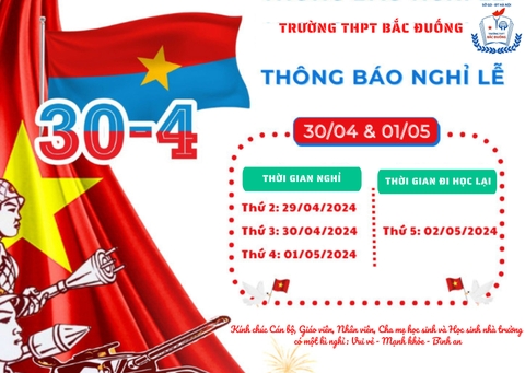 Thông báo nghỉ lễ 30/4, 1/5/2024