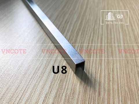 Nẹp inox chữ U8mm màu trắng xước