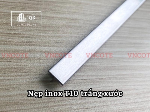 Nẹp inox chữ T10mm màu trắng xước