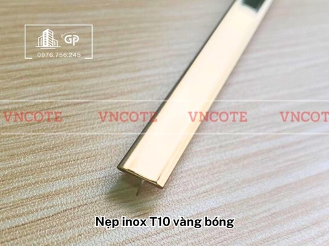 Nẹp inox chữ T10mm màu vàng bóng