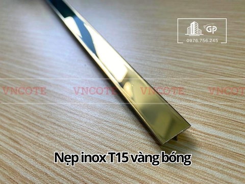 Nẹp inox chữ T15mm màu vàng bóng