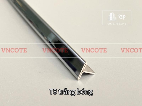 Nẹp inox chữ T8mm màu trắng bóng