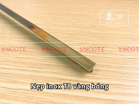 Nẹp inox chữ T8mm màu vàng bóng