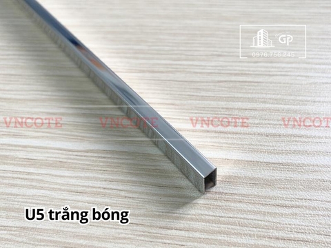 Nẹp inox chữ U5mm màu trắng bóng