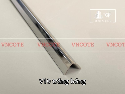 Nẹp inox chữ V10mm màu trắng bóng