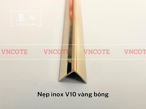 Nẹp inox chữ V10mm màu vàng bóng