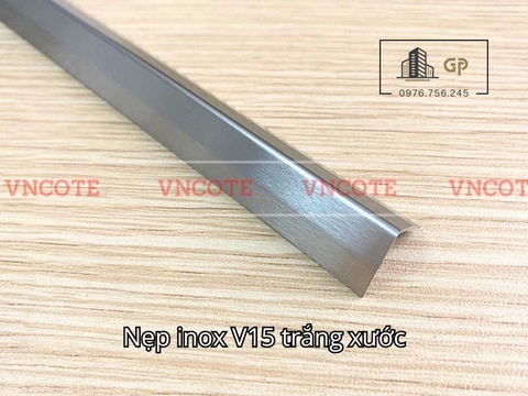Nẹp inox chữ V15mm màu trắng xước