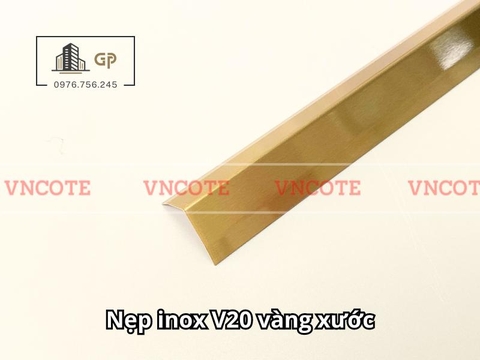 Nẹp inox chữ V20mm màu vàng xước