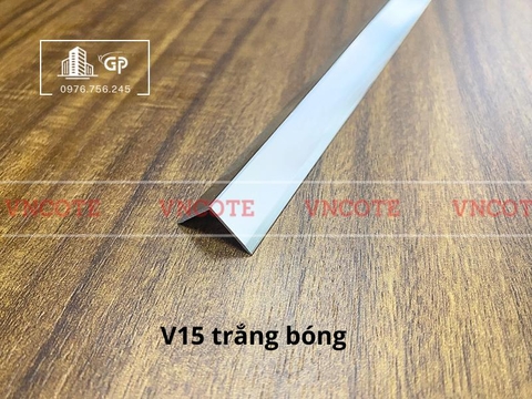 Nẹp nhôm chữ V15 màu trắng bóng