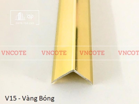 Nẹp nhôm chữ V15 màu vàng bóng