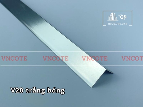 Nẹp nhôm chữ V20 màu trắng bóng