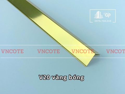 Nẹp nhôm chữ V20 màu vàng bóng