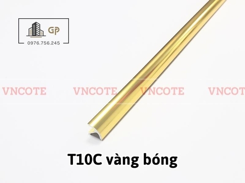 Nẹp nhôm chữ T10 cong màu vàng bóng