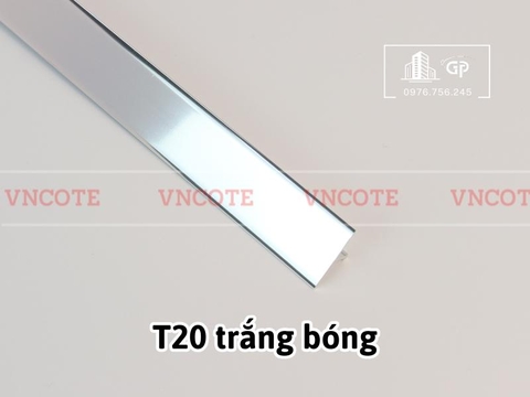Nẹp nhôm chữ T20 màu trắng bóng