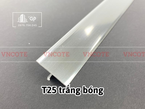 Nẹp nhôm chữ T25 màu trắng bóng