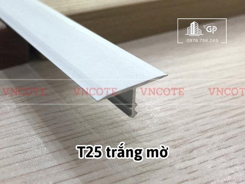 Nẹp nhôm chữ T25 màu trắng mờ