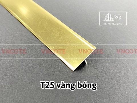 Nẹp nhôm chữ T25 màu vàng bóng