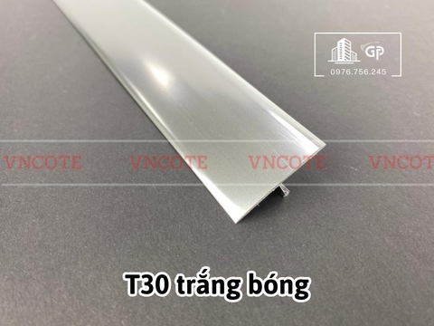 Nẹp nhôm chữ T30 màu trắng bóng