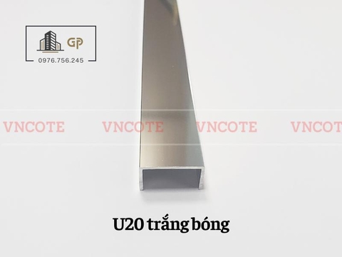 Nẹp nhôm chữ U20 màu trắng bóng