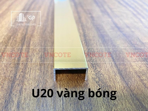 Nẹp nhôm chữ U20 màu vàng bóng