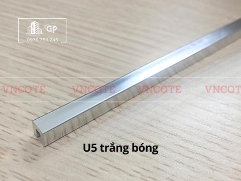 Nẹp nhôm chữ U5 màu trắng bóng