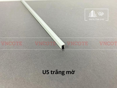 Nẹp nhôm chữ U5 màu trắng mờ