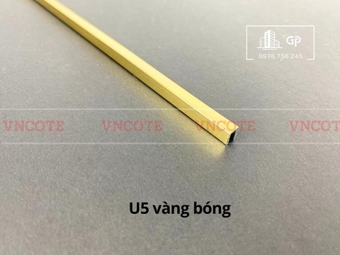 Nẹp nhôm chữ U5 màu vàng bóng