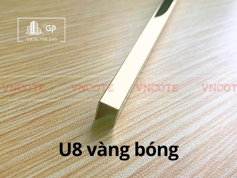 Nẹp inox chữ U8mm màu vàng bóng