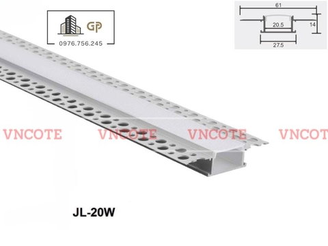 Thanh ray đèn led trần thạch cao 20mm JL-20W