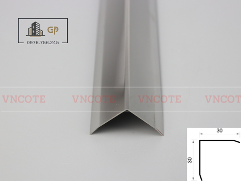 Nẹp inox chữ V30mm màu trắng bóng